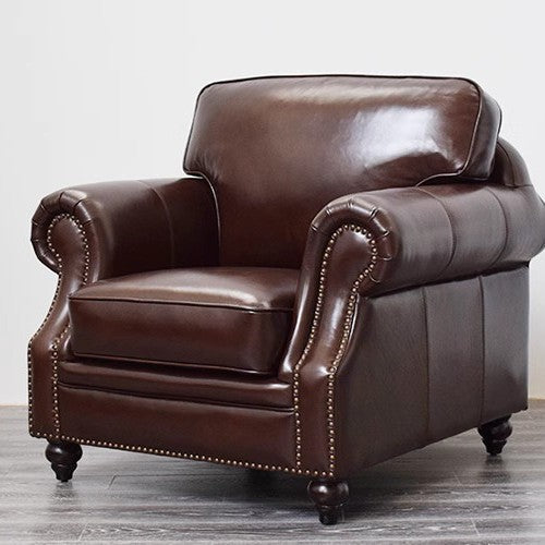 American style first-layer cowhide sofa small apartment leather living room furniture single three-seater retro123 combination complete