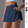 New arrival cool sun protection tennis skirt high waist tight slimming lookfake two-piece skirt women's back waist flap pocket pants sports yoga skirt