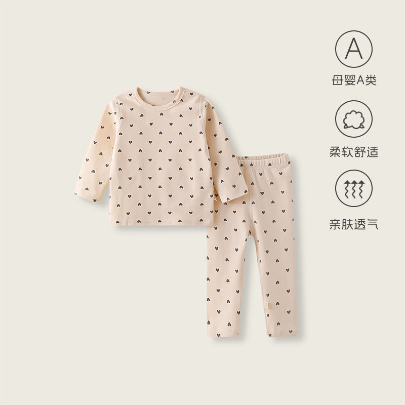 Korean style baby pajama set - spring/autumn cotton underwear set for kids - all-cotton long johns for boys and girls - autumn/winter base layer