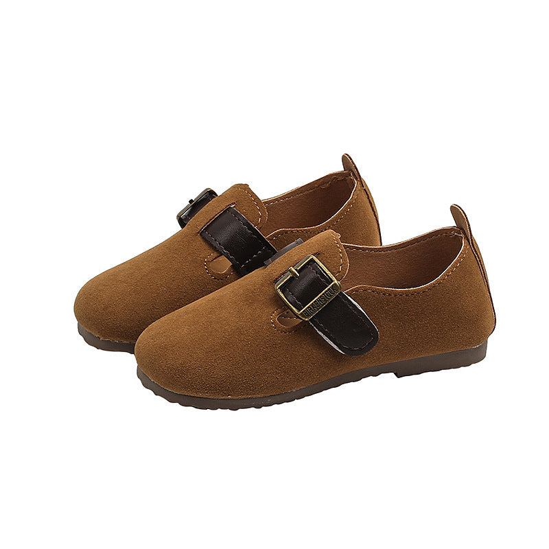 Vancahao kids birkenstock shoes  autumn new korean style girls' fashion soft sole leather shoes retro flats