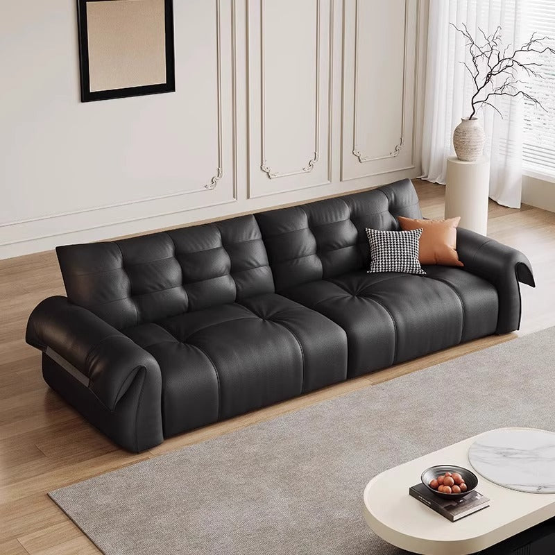 New arrival black swan sofa italian normcore leather art popular large and small apartment living room straight row combination leather sofa
