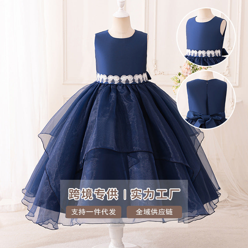 European and american cross-border children's christmas costume performance dress - girls' long skirt, performance gown, princess dress