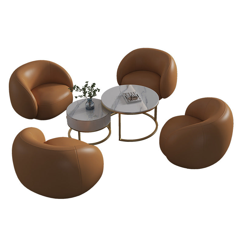 New arrival creative leather sofa combination coffee table yuanbao bread sofa business club reception negotiation sofa
