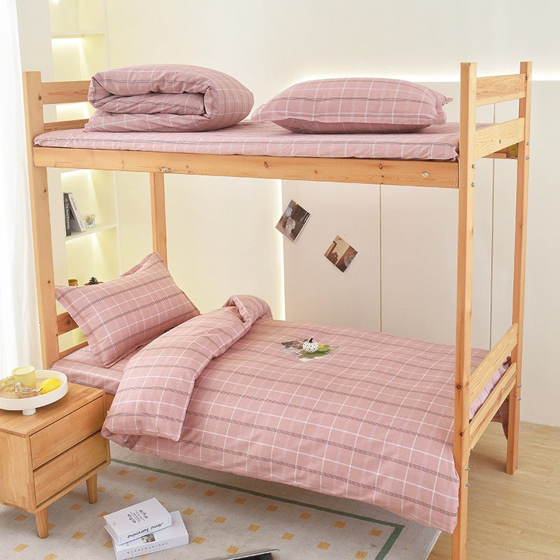 Student dormitory quilt cover three-piece bed sheet pure cotton single bed children's bed quilt cover simple four-season universal 3