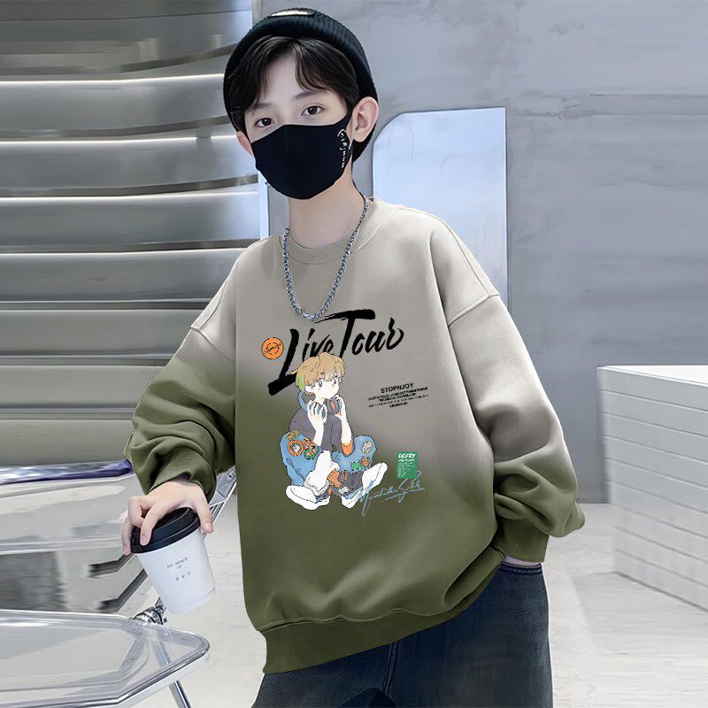 Boys' spring/autumn sweatshirt -  spring collection - relaxed fit long sleeve tee - mid-to-large size boys' top - new trendy & stylish design