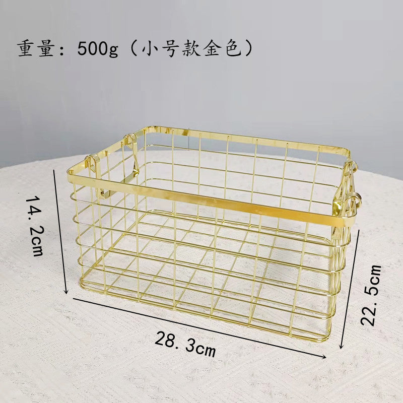 Dirty clothes basket, desktop storage basket, wrought iron storage basket, Nordic ins storage basket, sorting storage basket, sundries storage frame