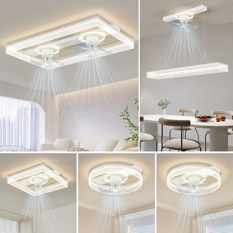 Fan light, living room ceiling light, light luxury, advanced sense, intelligent invisible fan light, integrated lighting combination, whole house package