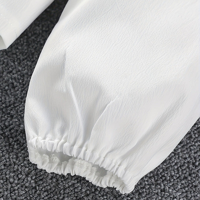 Girlshirtspringexportnew arrival dressbowsshirtwestern stylekids suit white shirt bottom