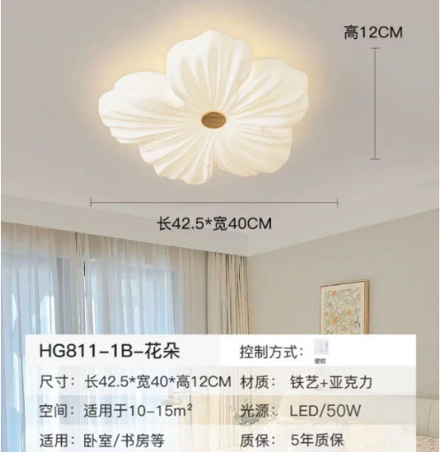 Guangdong Zhongshan Lighting Warm and Romantic Children's Room Bedroom Light Log Cream Wind Flower Master Bedroom Ceiling Light