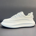 Men's 2025 new mesh breathable white sneakers - trendy, versatile low-top shoes with thick soles for height increase, comfortable casual shoes