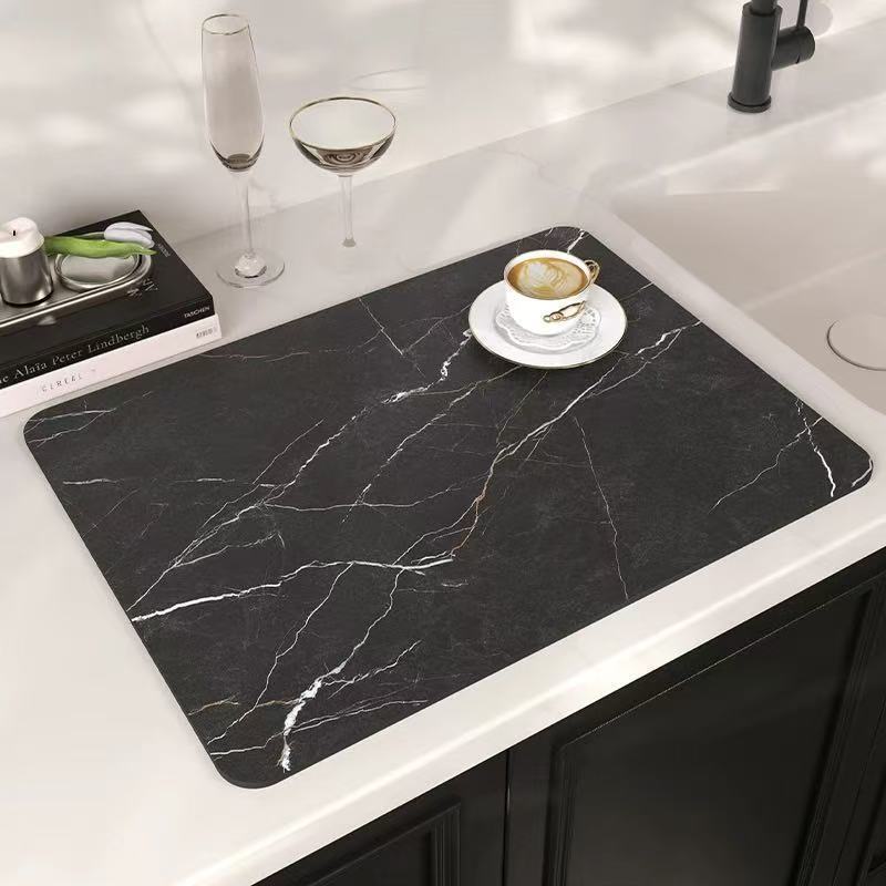 marble kitchen drain mat coffee machine non-slip mat countertop insulation mat absorbent mat drying mat placemat