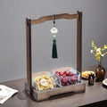 Lifting plate [two compartments] + transparent glass bowl