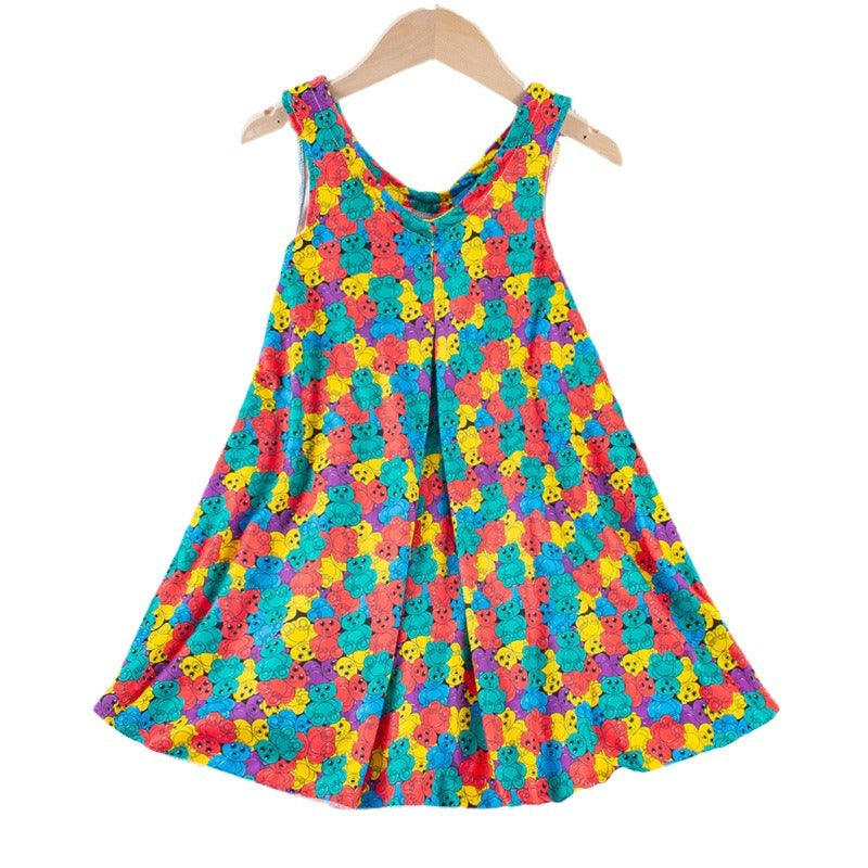 Ojitu girls' dress  new summer collection v-neck sleeveless dress - stylish girl's milk silk dress