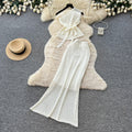 Vacation style knitting vest sleeveless high waist skirt women's summer silmslimming lookwork clothingeleganceeleganttwo-piece set