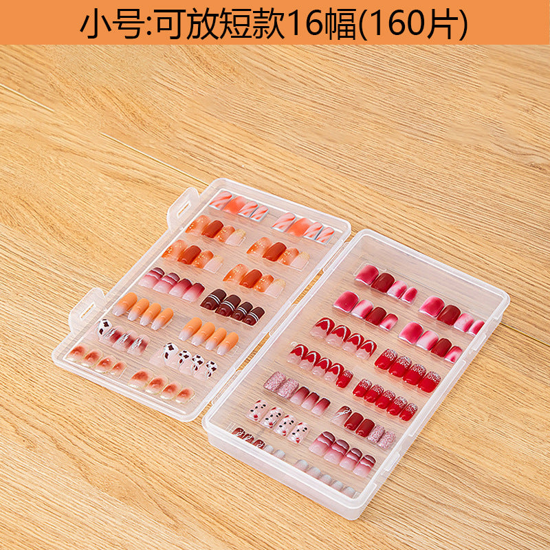 Desktop Flip Nail Art Jewelry Storage Box Plastic Transparent Large Flat Accessories Nail Art Wear Nail Storage Box