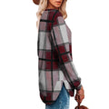 new women's casual loose plaid long sleeve crew neck irregular hem top - perfect for cross-border  sales
