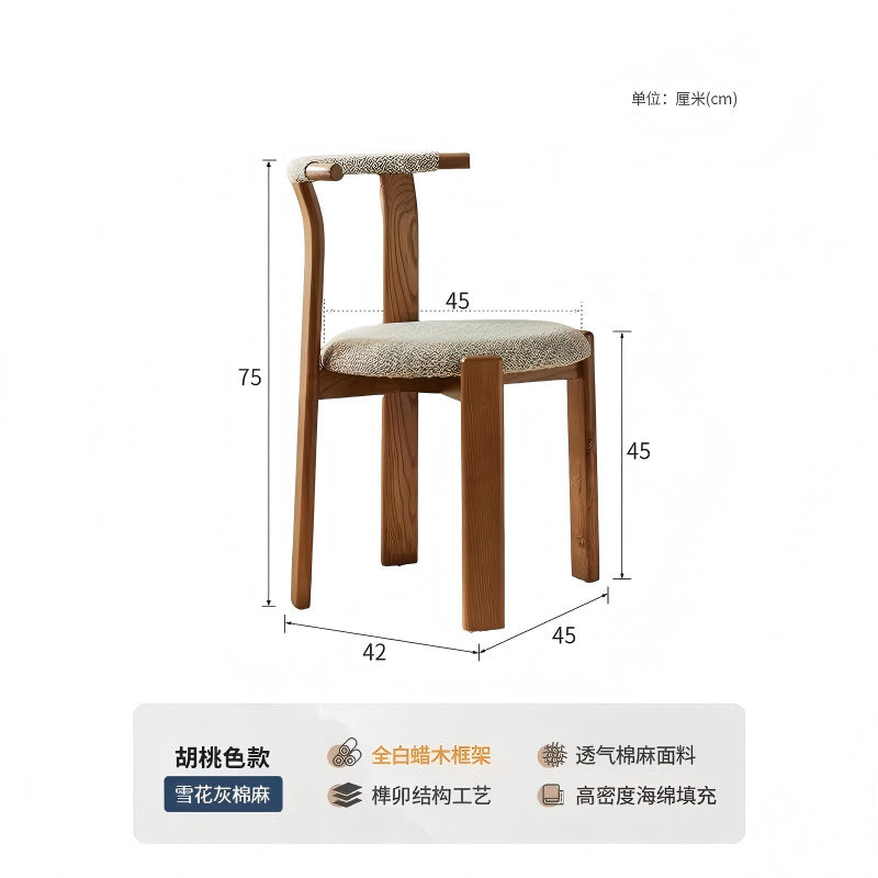Zita dining chair - vintage solid wood dining chair, 5 new light luxury high-end designer ash wood french dining chair