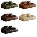 Retro style cat scratch oil wax leather puff sofa living room for home small apartment apartment straight row american square sofa