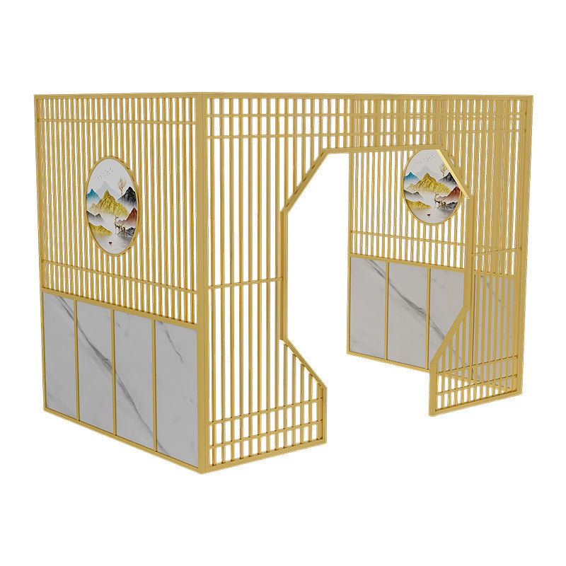 New Chinese-style moon cave door private room screen hotel restaurant wrought iron box card seat catering barbecue hot pot arch partition