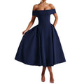 cross-border e-commerce women's fashion: european and american summer new arrivals - elegant and chic strapless one-shoulder evening gown dress