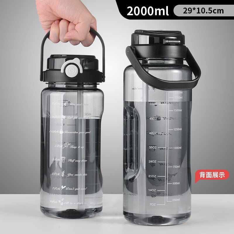 Summer new arrival: large capacity sports water bottle - high temperature resistant, dual-drink spout, drop-proof, portable fitness bottle, stylish plastic cup