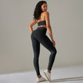 Spring/summer new solid color knitted seamless peach lift leggings with sports bra set - yoga & fitness apparel for women