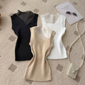 Sweet work clothing style half mesh high collar camisole women's summer outwear silmslimming lookknitting sleeveless tops