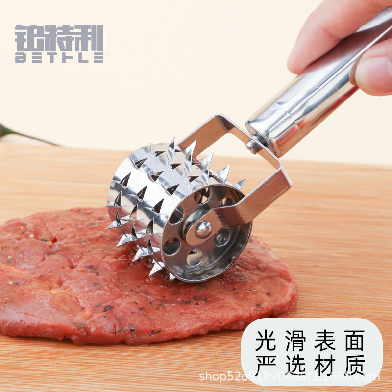 Ready-to-ship stainless steel steak tenderizer for home use - meat needle, rolling steak wheel, kitchen tool