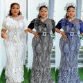 e-commerce european and american sequined slim-fit mermaid evening gown maxi dress african women's clothing  plus size dress