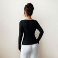 Asymmetrical neck ruched women's blouse - chic design, long sleeves, slim fit, new arrival, flattering, spring/autumn layering top