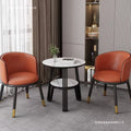 Luxury negotiation table and chair set - modern minimalist rock slab small round table hotel reception desk and chair set (one table, two chairs)