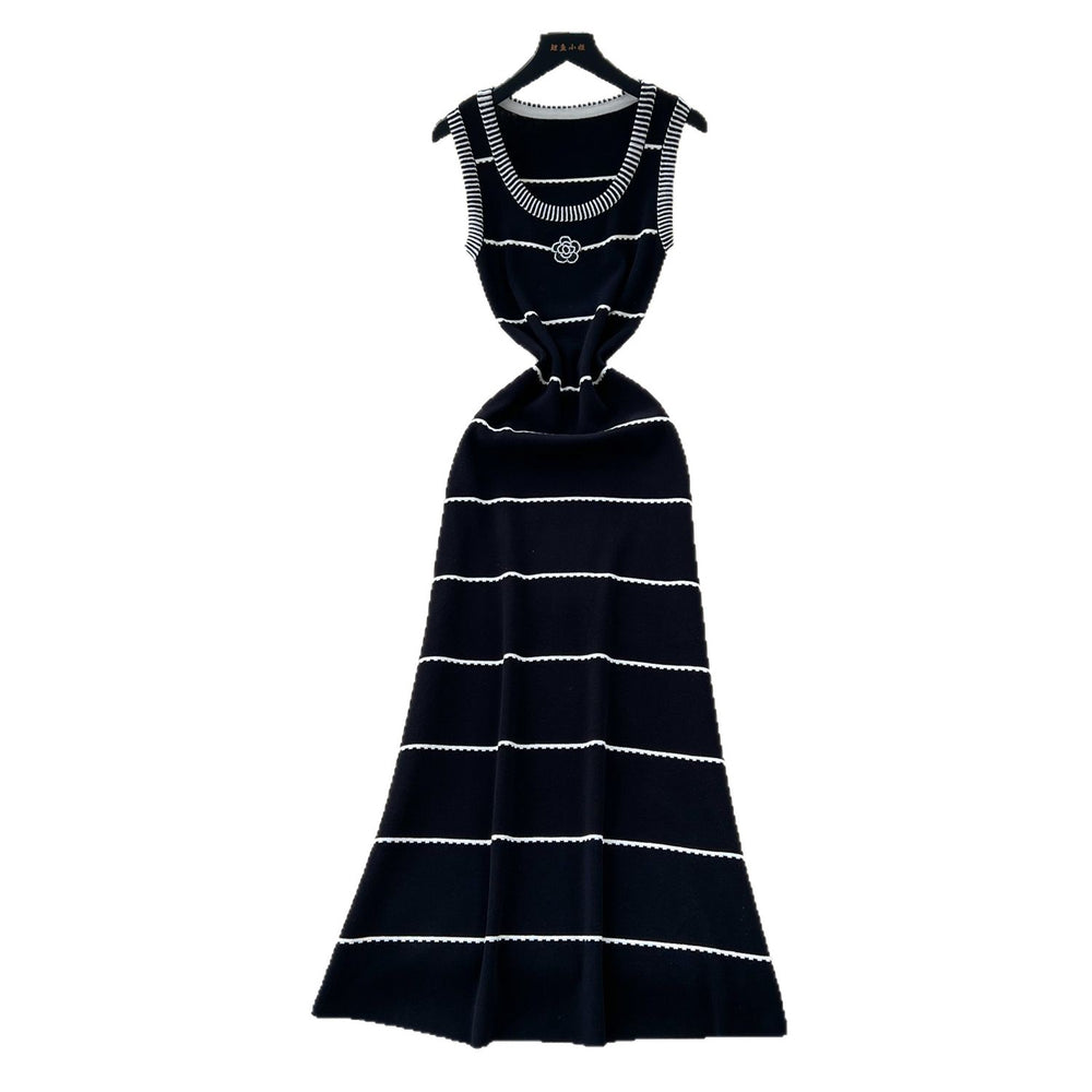 Dopamine pure desire style stripesknitting sleeveless dress women's summer silmslimming look street stunning chic long skirt