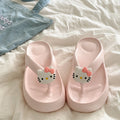 Flip-flops cute cartoon kitty outer fashion beach shoes neutral hong kong style popular flip-flops non-slipthick sole slippers