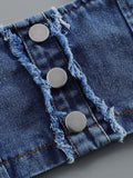 new product girl fashion polka dot small flying sleeve petticoat fringe denim camisole suittwo-piece set