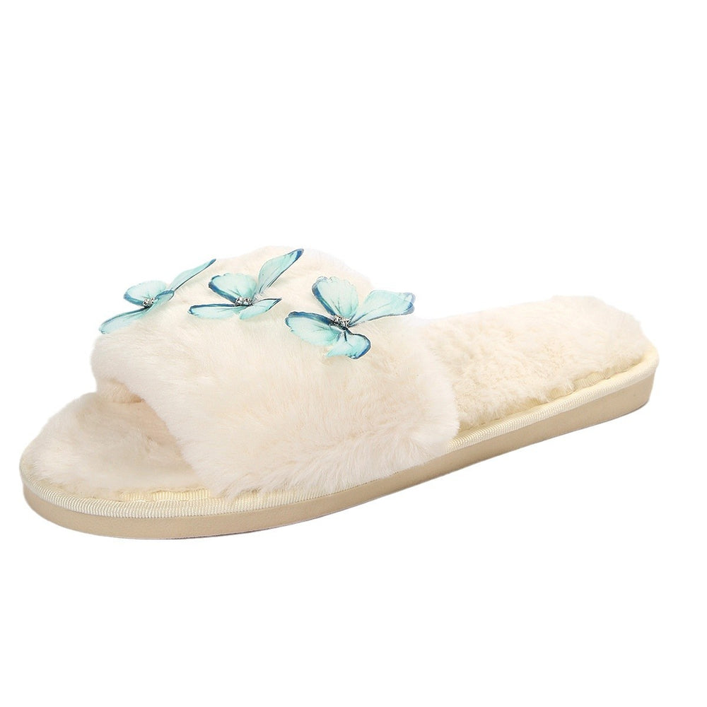 Indoor and outdoor heattechstuffedplus size cotton slippers for women aliexpressstuffedfamily slippers lace butterfly floor slippers