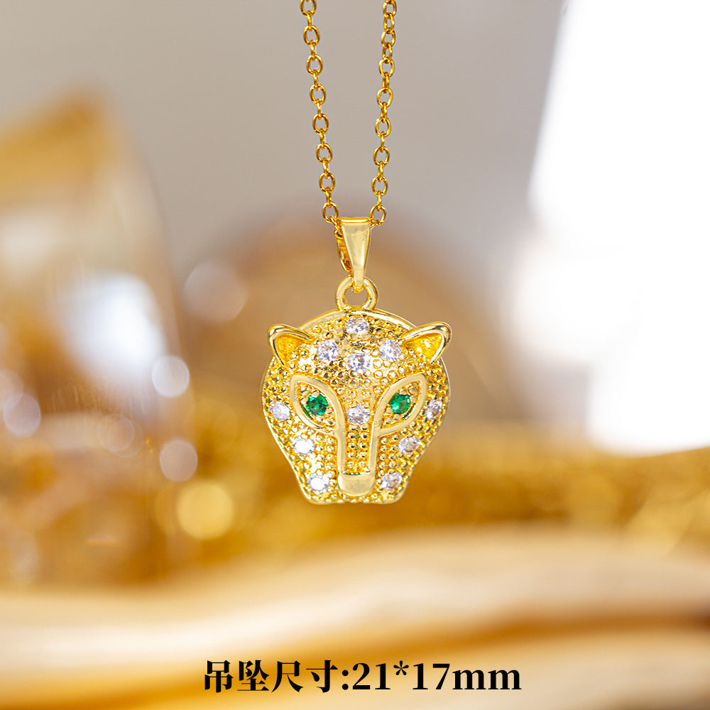 [titanium steel] cross-border popular copper micro-embedded necklace for women, stainless steel gold-plated electroplated high-end exquisite clavicle chain jewelry