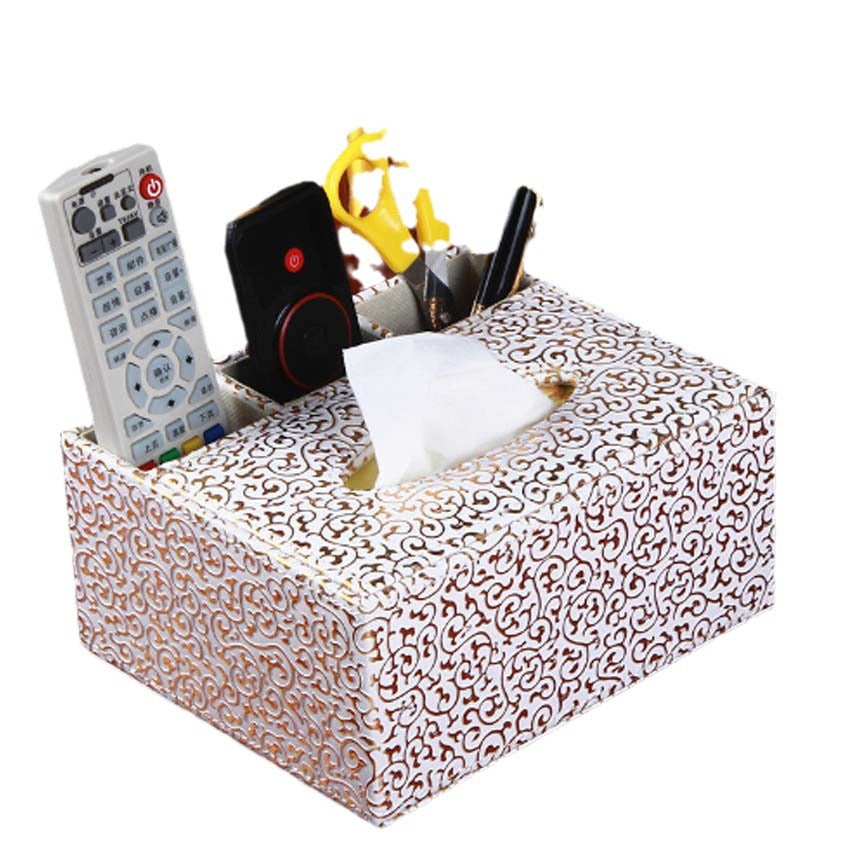 desktop leather tissue box, family car grid paper box, restaurant black alligator pattern gold engraved paper box