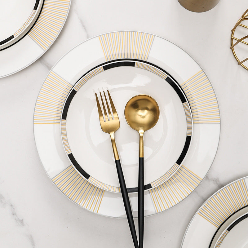 Nordic light luxury western dinnerware set - model room display, modern home dinner plates, minimalist western dinner plates, high-end plating