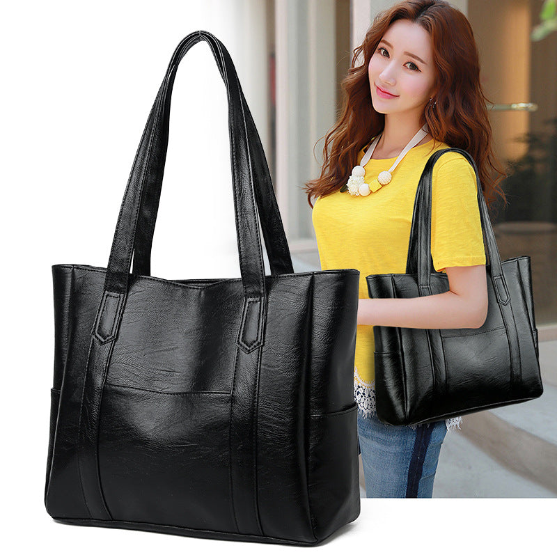 new arrival shoulder bag pu texture women's bag casual large capacity bag fashioneasiest for matchsatchel tote bag
