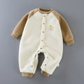 Newborn outing clothes baby winterthickened onesie baby heattechlong sleeves haki infant fleece-lined rompers