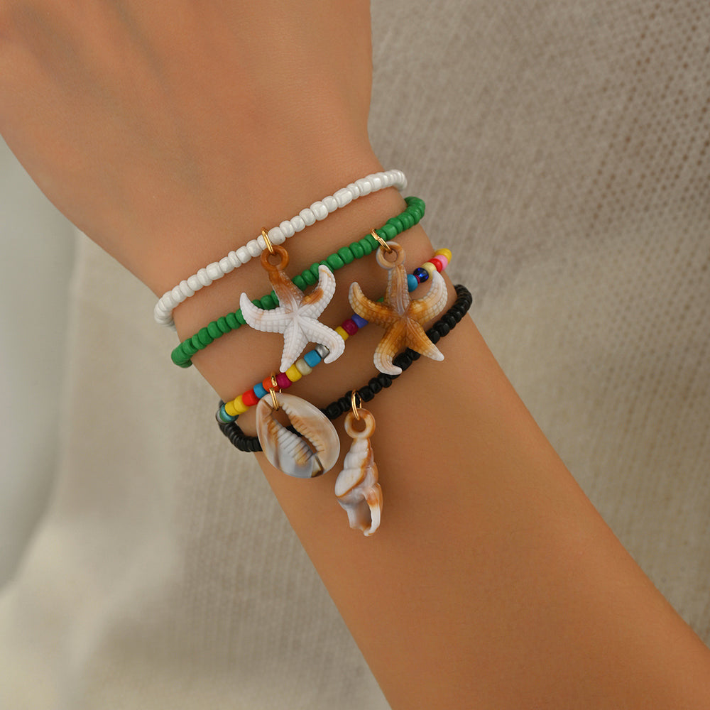 Rice beads bracelet wholesale cross-border holiday style jewelry shell accessories men's niche high-end accessible luxury hand jewelry women's bracelets