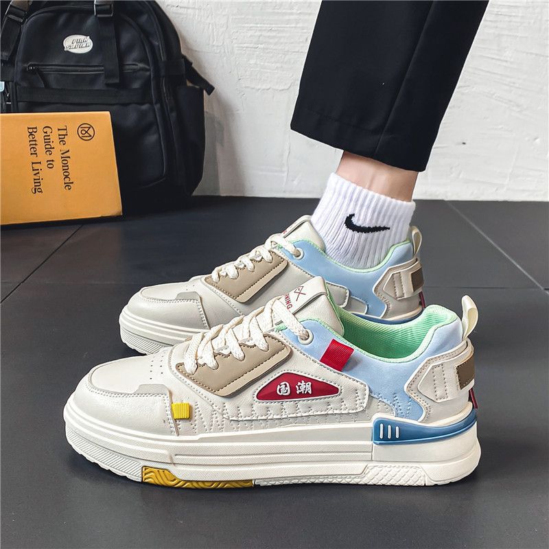Men's shoes 2025 spring new arrival: trendy chinese style white sneakers - versatile, breathable, durable, and casual skate shoes for students