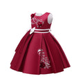 Export children's wear kids' formal dress princess dress girls' color block bow embroidered vest piano performance dress