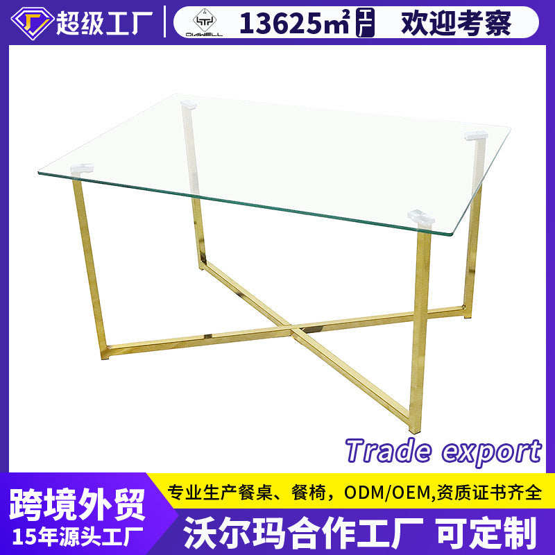 Glass coffee table - export customization, modern minimalist tempered glass side table with a touch of luxury