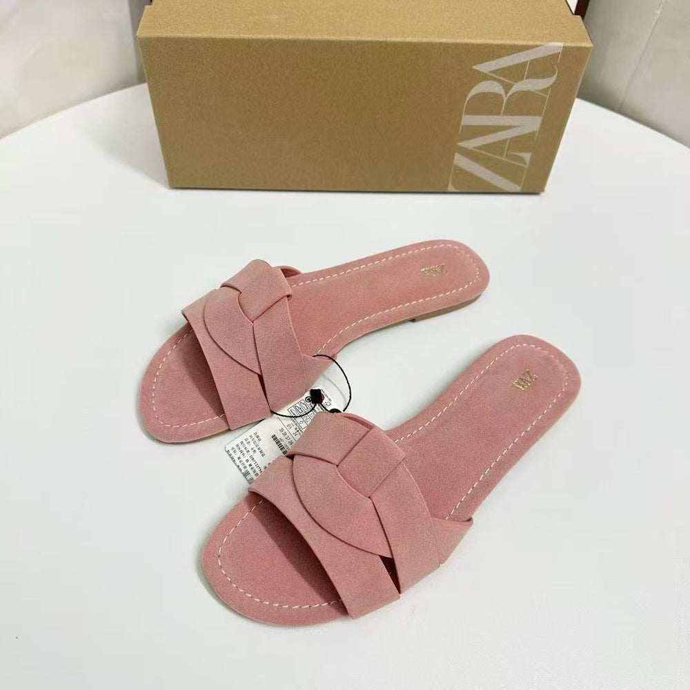 Za2025 spain 2025 summer new women's shoes artificial apricot embroidered mesh ballet shoes fashion flats