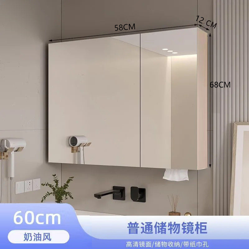 Smart bathroom mirror cabinet, separate wall-mounted bathroom, mirror bathroom, integrated locker with lamp, defogging and storage
