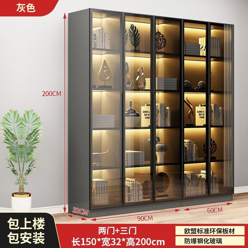 Casual glass door bookcase combination floor-standing display cabinet accessible luxury living room figure gundam storage wine cabinet