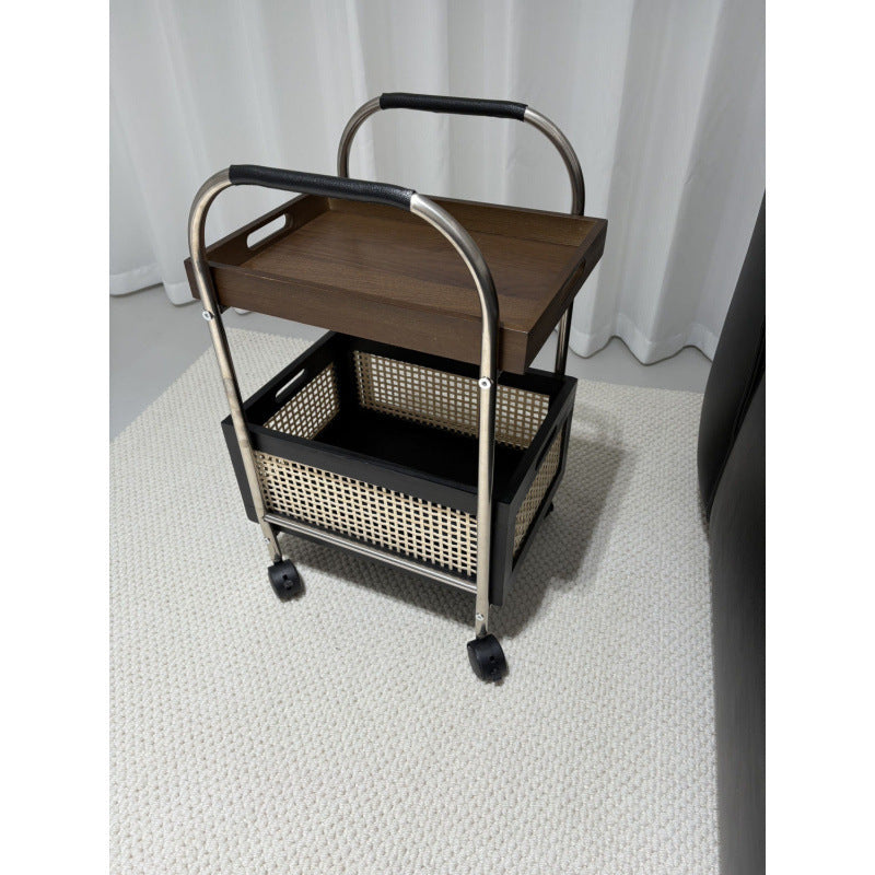 Stainless steel 2-layer trolley DIY Xiaohongshu with wheel rack basin frame bedroom multi-layer mobile storage cp