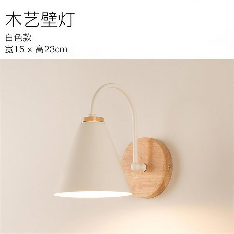 Curved white cone iron art soft light bedside reading wall lamp nordic cream style bedroom entrance b&b corridor