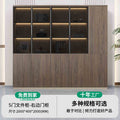 5-door filing cabinet-right door cabinet (with light strip) walnut wood veneer + technology gray